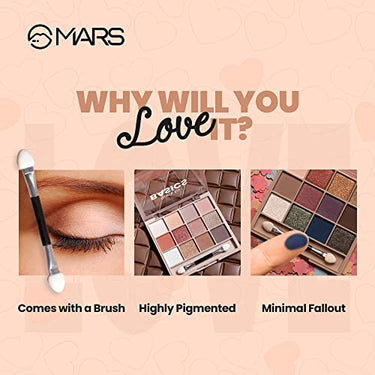 MARS 12 Shades Back to Basics Eyeshadow Palette with Free Applicator | Matte | Shimmer (14.4 gm) (Shade-02) Matte Box Set of 3 Lipsticks for Women (3x3.2 gm) (04-Brown)